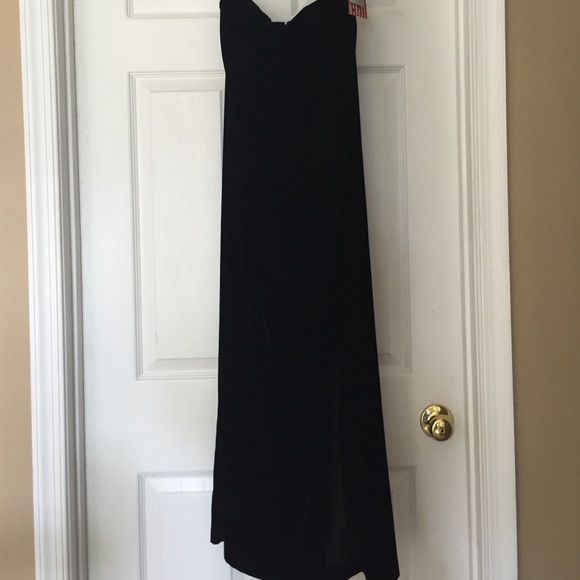 Floor length black velvet skirt