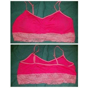 Pink bralette with lace trim - 2X