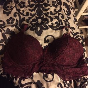 PINK lace burgundy Bralette size Large