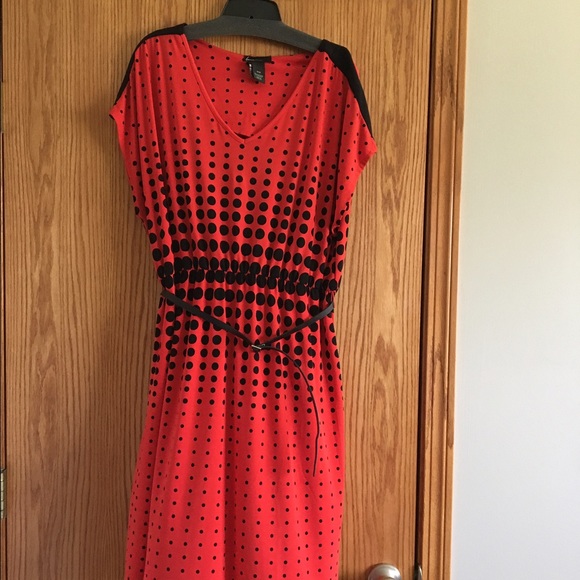 Lane Bryant Dresses & Skirts - Orange & Black polka dot dress.