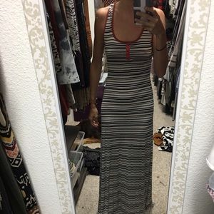 Navy and cream striped maxi dress