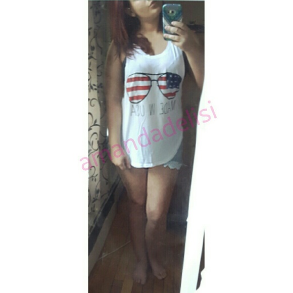 Made In USA flag sunglasses tank top - Picture 2 of 2