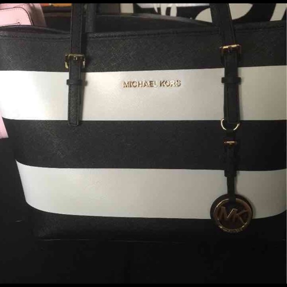 Striped small Kors tote