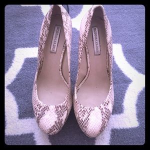 BCBG snake print heels