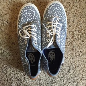 Women's size 9 light blue vans with white flowers