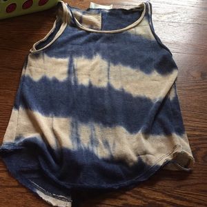 blue and beige striped tank top