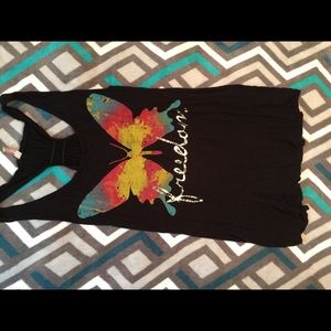 Black racer back flare top