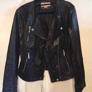 MICHAEL KORS Black Leather Jacket. Size:Small