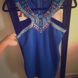 Blue open back dress
