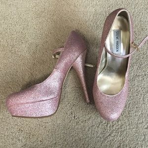 Steve Madden P.VALERI pink glitter Mary Jane pumps