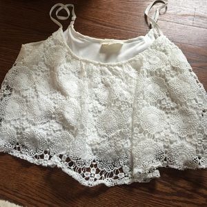 white lace tank crop top