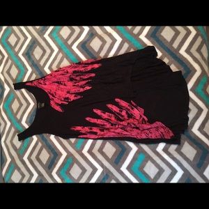 Black and pink flared high low tank