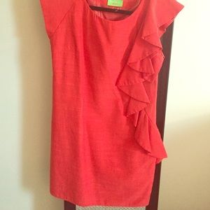 Coral ruffle dress