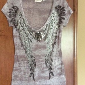 Miss Me sequin feather lightweight t-shirt
