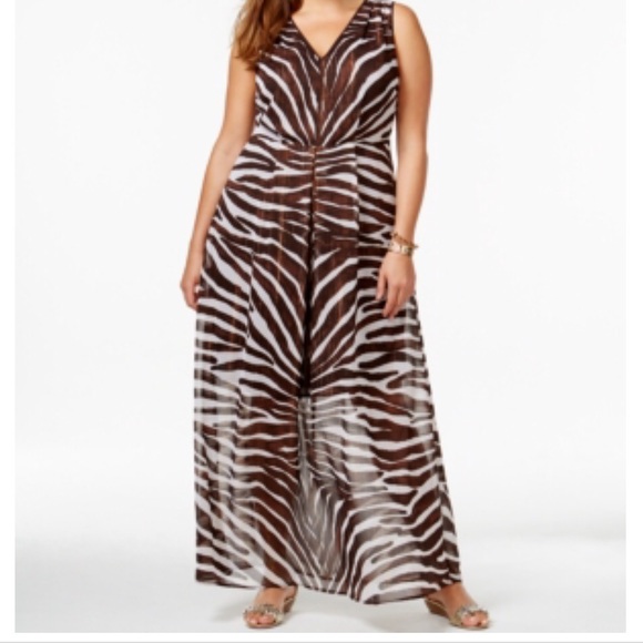 Michael Kors Metallic-Accented Zebra Print Dress