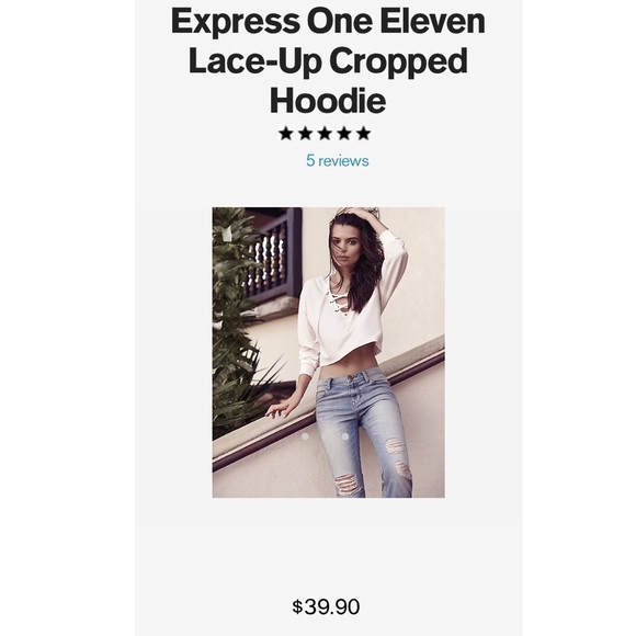 Express one eleven lace-up cropped hoodie
