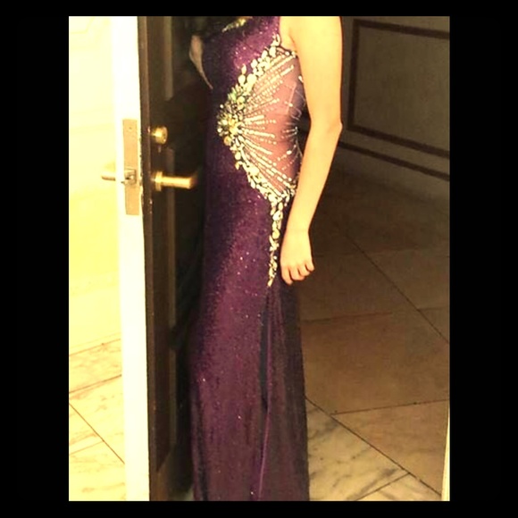 Purple one shoulder dress