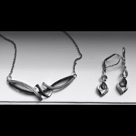 Kay Black Diamond earrings and necklace set
