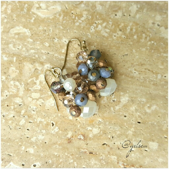 Periwinkle copper cluster earrings