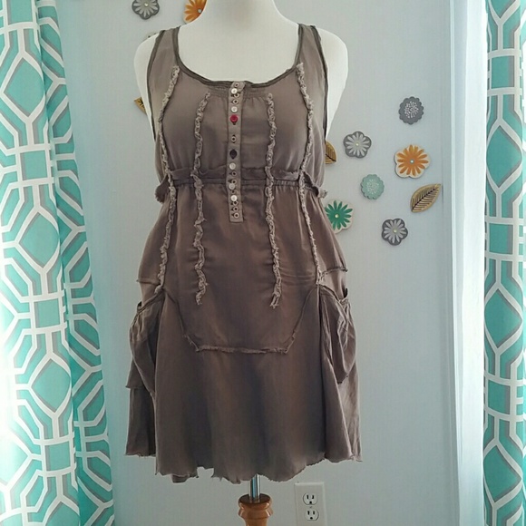 Desigual Taupe Ruffle A-line dress UK 44 US 14