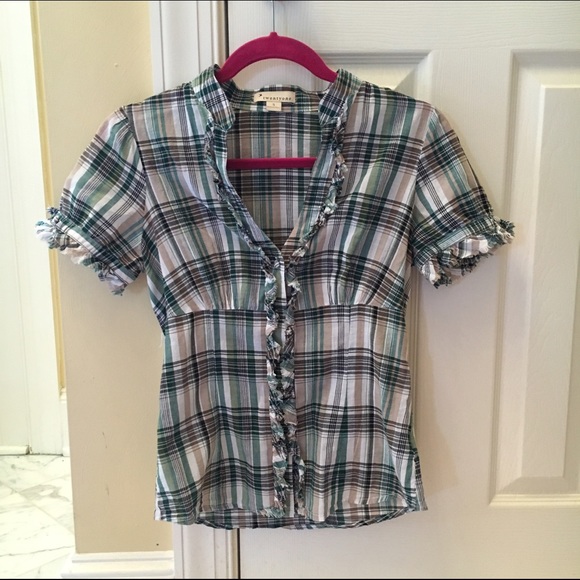 Forever 21 Green Plaid Blouse