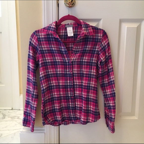 Delia's Pink Plaid Flannel Top