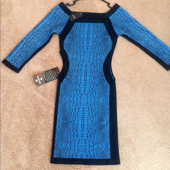 bebe Dresses & Skirts - Bebe sexy blue and black fitted dress