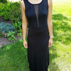 Like New! Black Maxi Dress w/ Mesh Panels