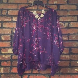 Purple express flyaway blouse