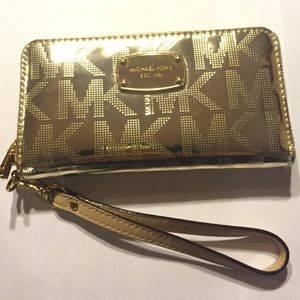 MK Patent Gold Wristlet