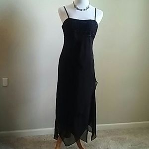 Black Chiffon Empire Flutter Dress