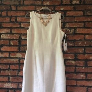 White Calvin Klein sleeveless dress with zipper