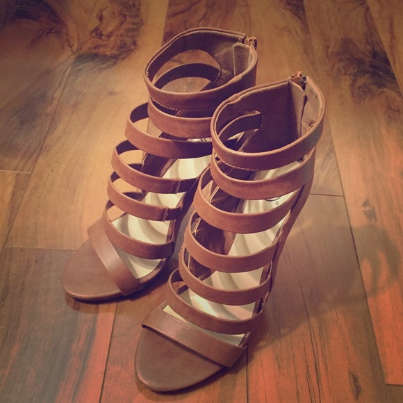 Brown sandals strappy heels