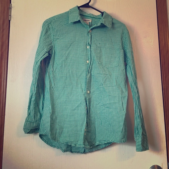 Green plaid Cherokee button down