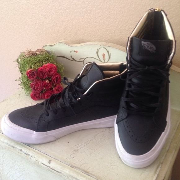 leather high top vans with zipper