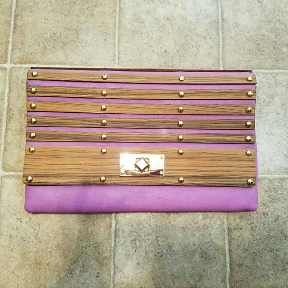 Yoki wooden purple envelope clutch/crossbody bag