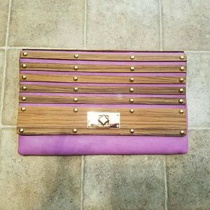 Yoki wooden purple envelope clutch/crossbody bag