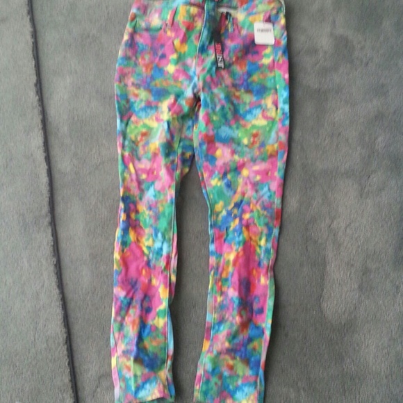 Rainbow splatter print jeans