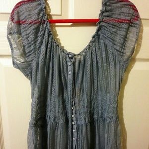 American Rag Coastal Fjord Lace Peasant Top
