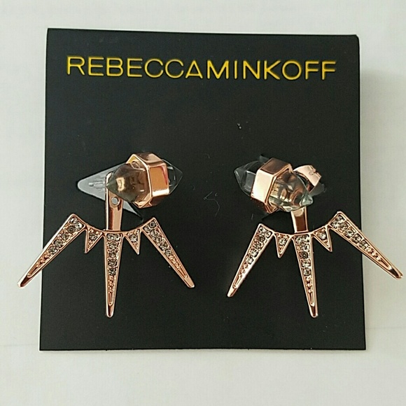 Rebecca Minkoff rose gold tone two piece earrings