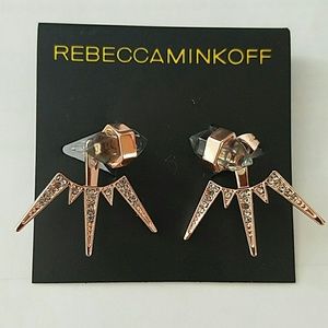 Rebecca Minkoff rose gold tone two piece earrings