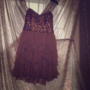 strapless gold dress