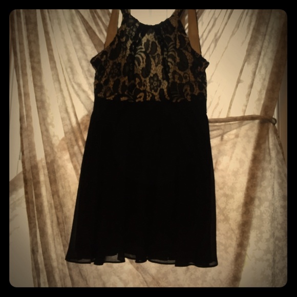 halter top black lace dress