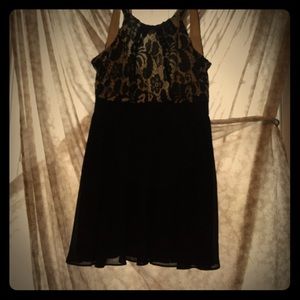 halter top black lace dress