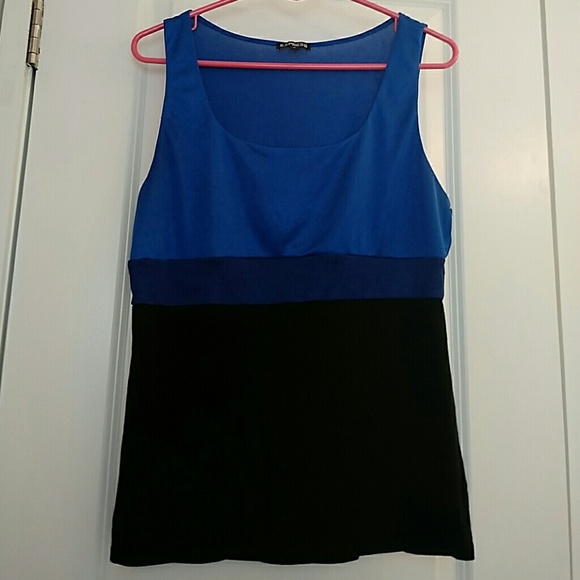 3-toned royal blue & black EXPRESS sleeveless tank