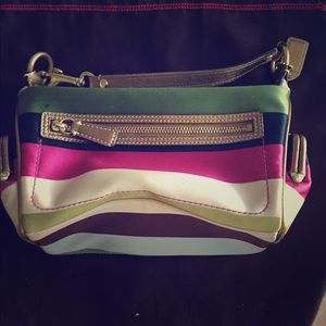 Silk Striped Coach Pouch
