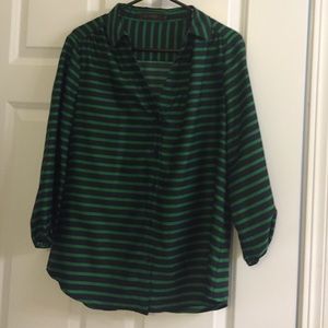 Green and navy stripes limited top