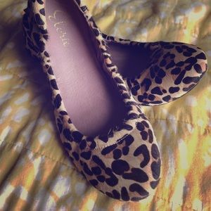 Cheetah print calf hair ballet flats