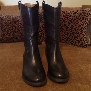 Black Leather Boots Size 7.5