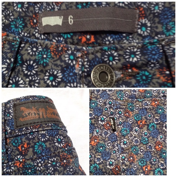 Final❗️Levi's Flower Printed High-Waisted Cutoffs - Picture 2 of 4